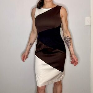 White | Black sheath dress